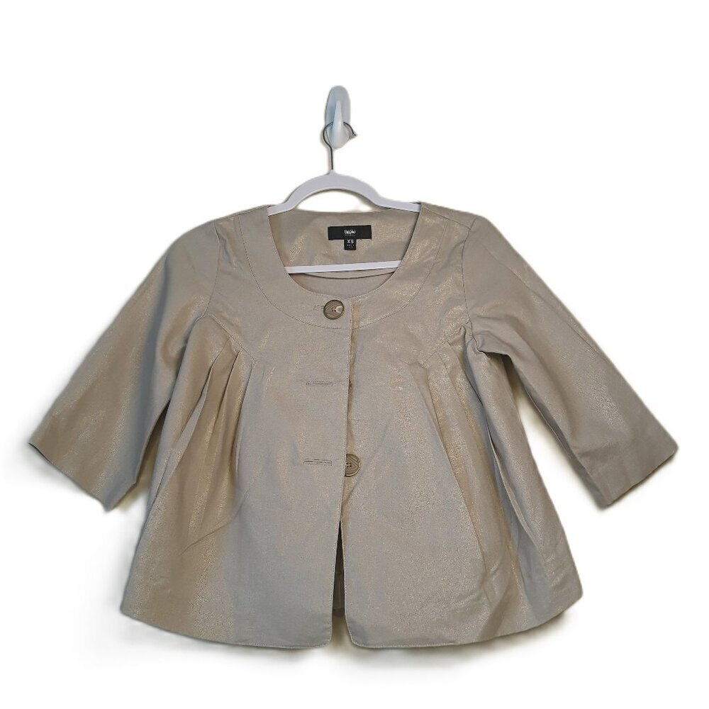 Metallic Tan Cropped Jacket XS Vintage Y2K
